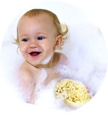 Baby Max loves his natural sea sponge in the bath