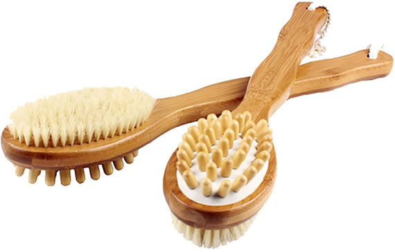 Bamboo Double Head Bath Brush and Massager