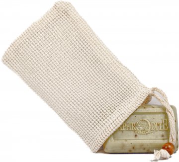 Ramie Fiber Drawstring Soap Pouch with soap