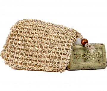 Sisal Drawstring Soap Pouches with soap