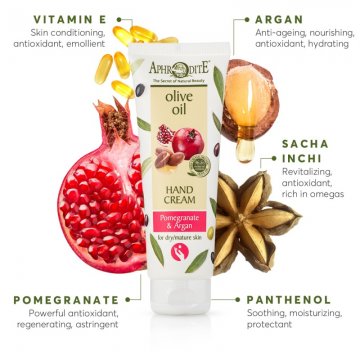 Aphrodite Hand Cream with Pomegranate and Argan Oil Key Ingredients